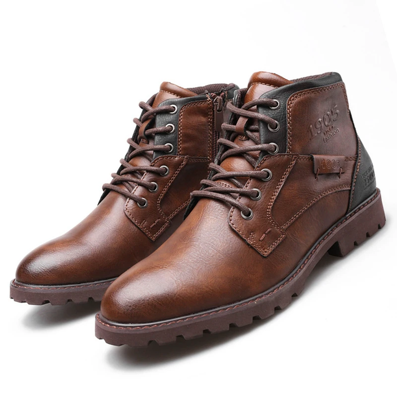 Mens Fashion Combat Boots - Leder Männer Stiefeletten Plus Größe High