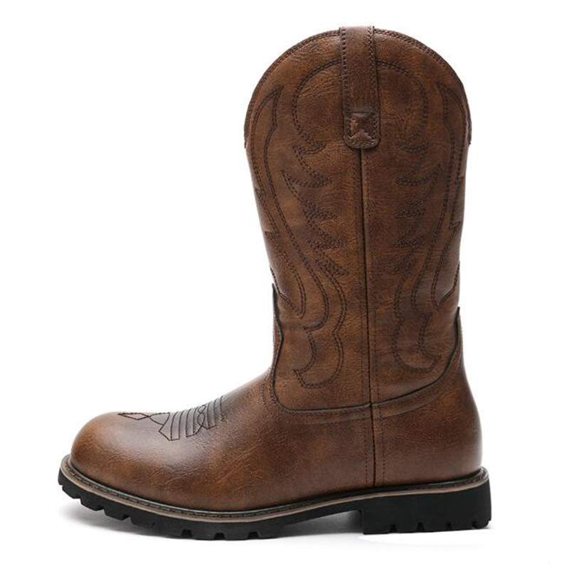 Men'S Fashion Old Money - Modedesigner Goth Herren Cowboystiefel Slip-on Stickerei