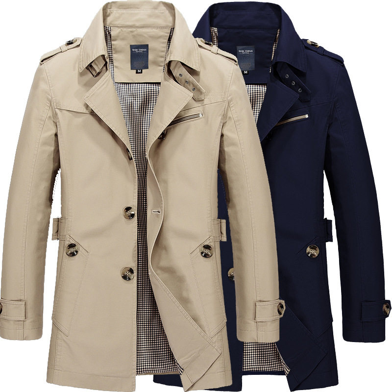 Mens Fashion Store - Doppelreihige Herren-Trenchcoats im Trendigen Casual-Stil, Mittellang,
