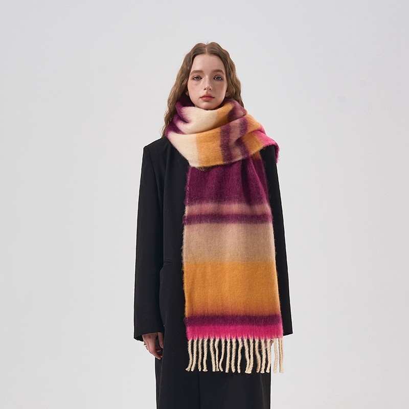 Mens Fashion Poncho - Neue Winter Regenbogen Plaid Gebürstet Kaschmir