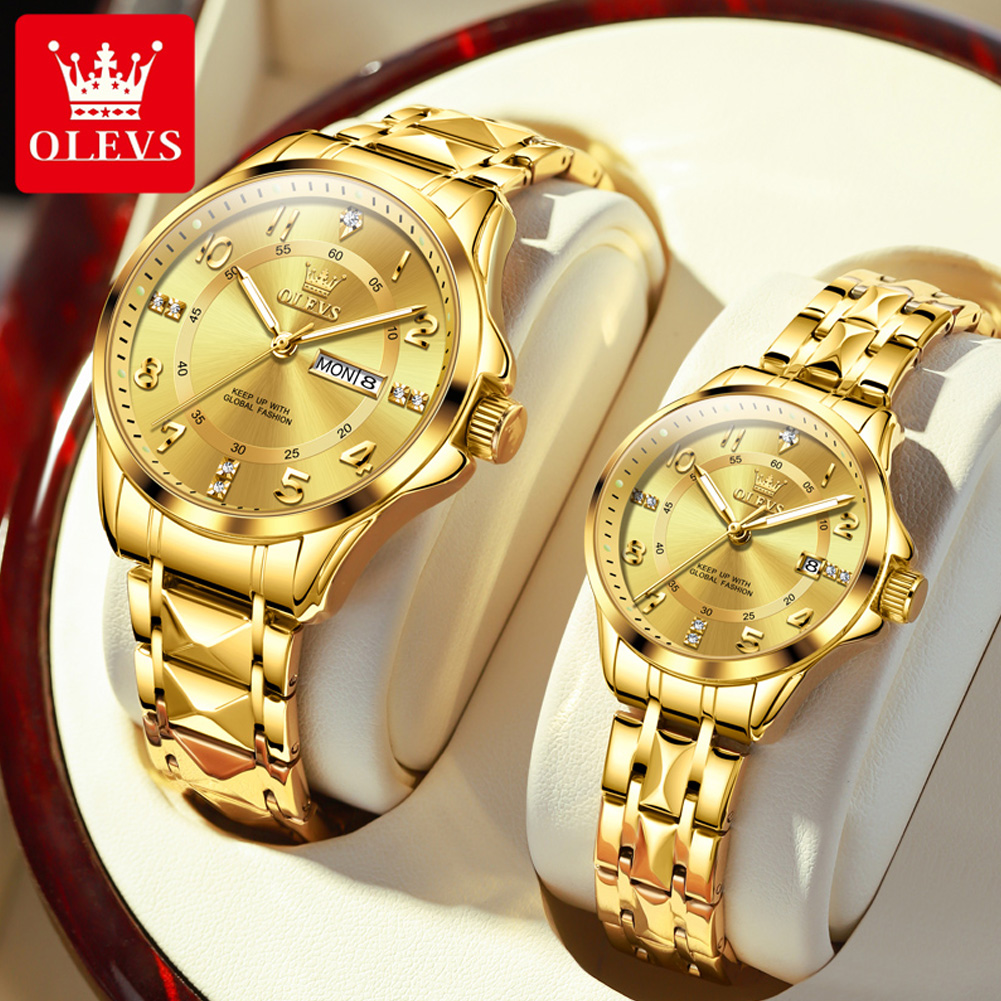 Mens Fashion In 40S - OLEVS 2910 Paaruhren, klassische Original-Modeuhr, wasserdicht,