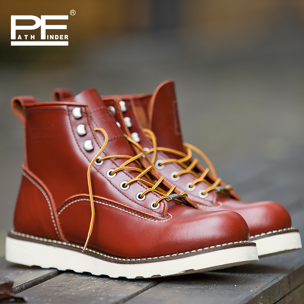 Yellow Men'S Fashion - Herren-Arbeitsstiefel aus echtem Leder, mittelhoch, mit