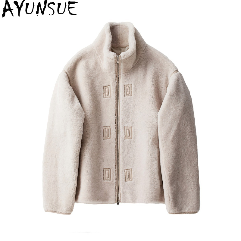 Mens Fashion Winter 2025 - AYUNSUE Natürliche Merino Schafe Lammfell Jacke