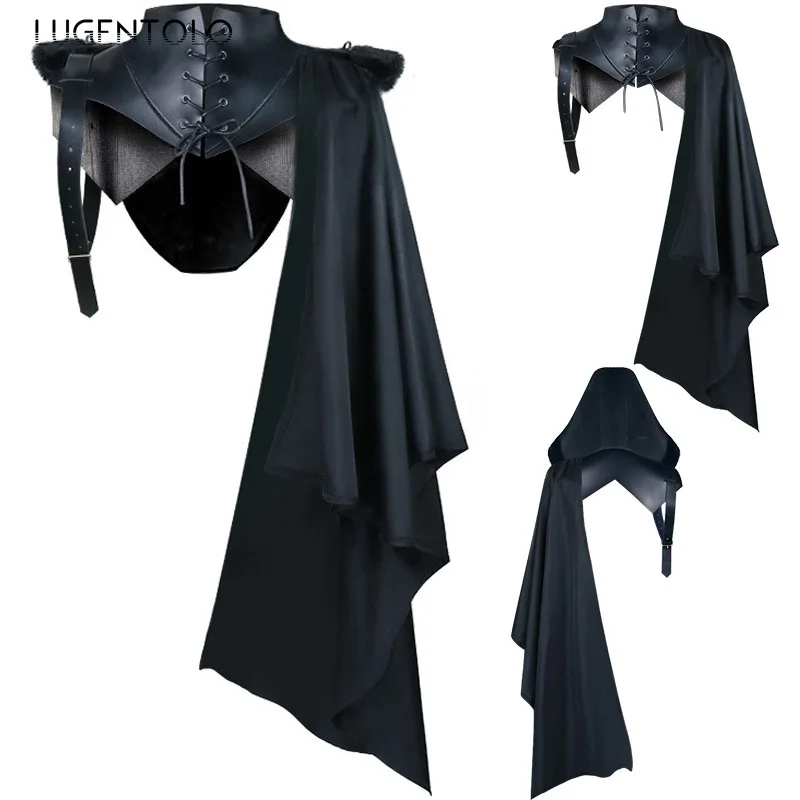 Mens Fashion Poncho - Männer Mittelalterliche Kapuzenponchos Schal Halloween Retro