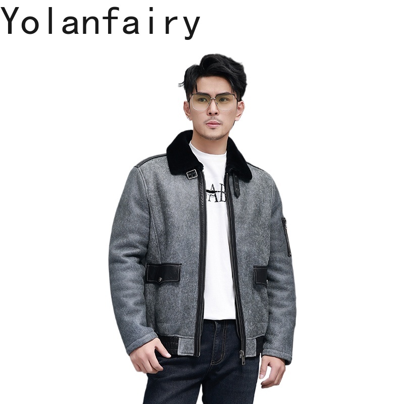 Mens Fashion Winter 2025 - YOLANFAIRY Kurze Natürliche Pelzmantel Mann Mode