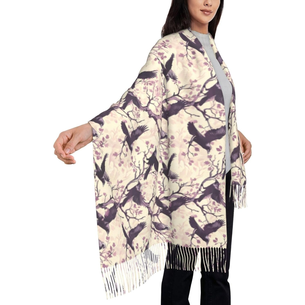 Yellow Men'S Fashion - Cherry Blossom and Raven Halloween-Schal, warme