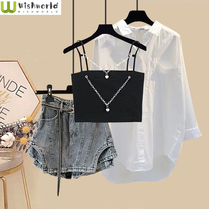 Jeans Shirt Fashion For Men - Sommer Set Frauen neue koreanische Mode