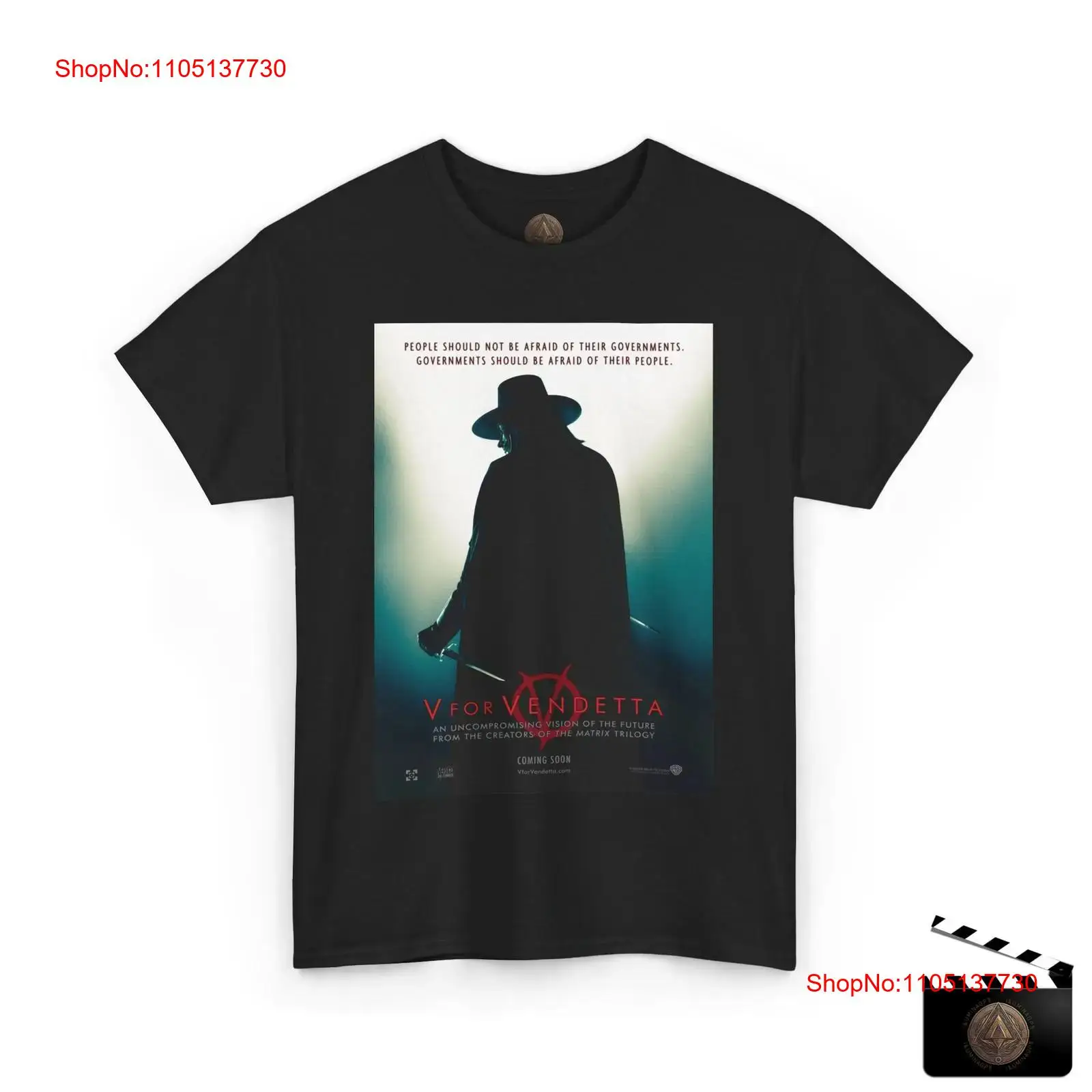 Men'S Fashion V Neck T Shirts - V For Vendetta Retro-Filmplakat-T-Shirt, Vintage-Waschung, Streetwear-Mode,
