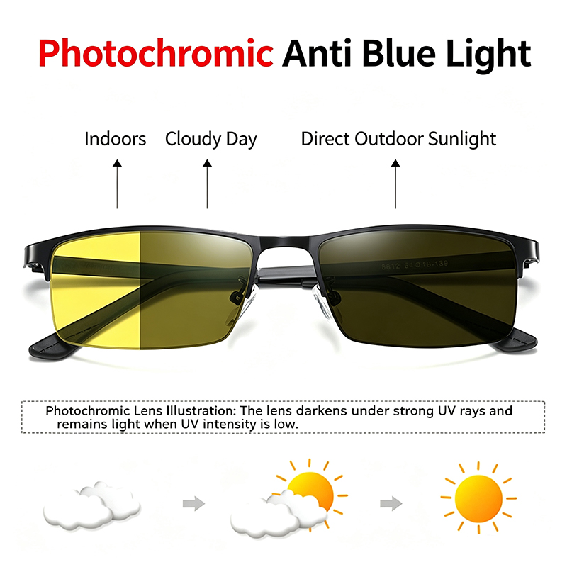 Yellow Men'S Fashion - Gelbe Nachtsicht-Photochrome Blaulichtfilter-Brille für Männer und