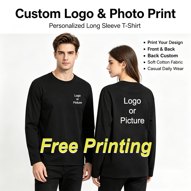 Mens Fashion Casual Outfits - Maßgeschneiderte Baumwoll-Langarm-T-Shirts für Herren, modische, bedruckte