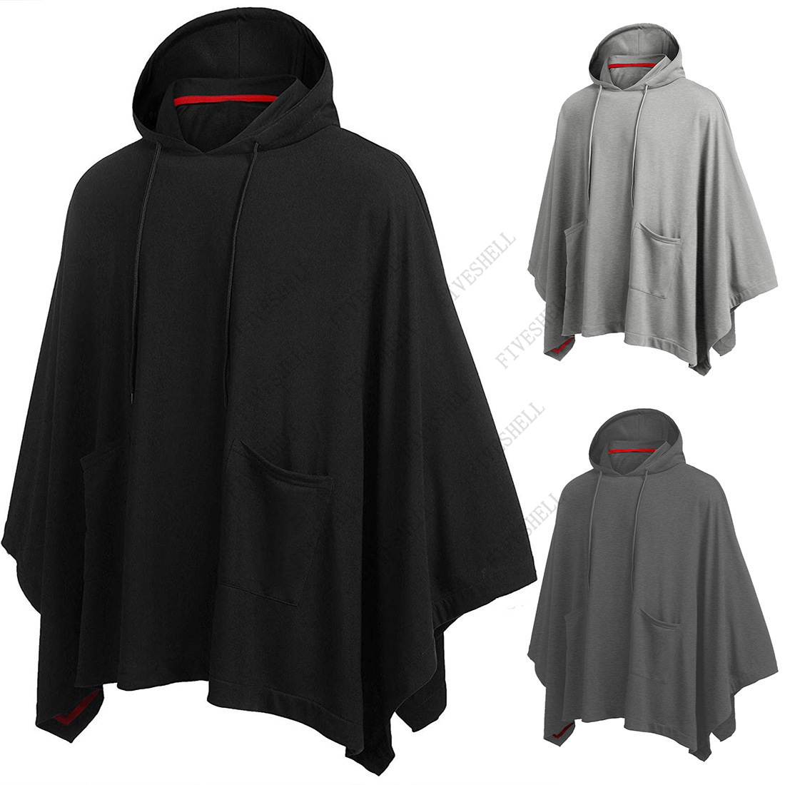 Mens Fashion Poncho - Unisex lässig Kapuze Poncho Cape Umhang