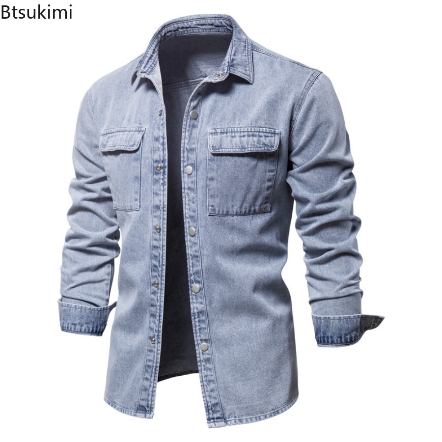 Frühling Herbst Herrenmode Sch – Jeans Shirt Fashion For Men Bewertung und Preis