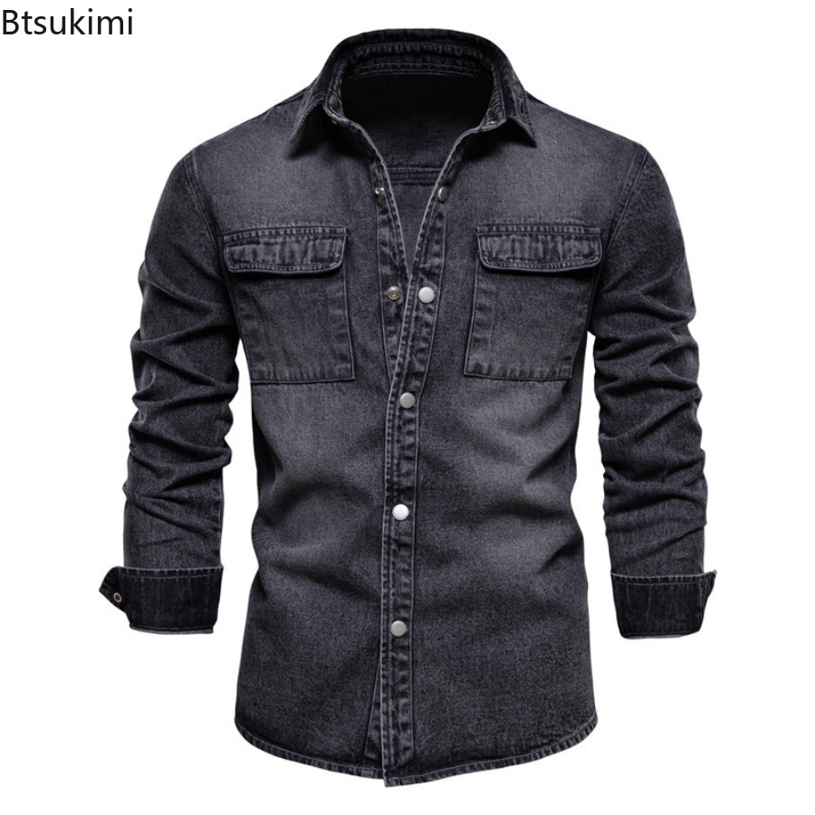 Frühling Herbst Herrenmode Sch – Jeans Shirt Fashion For Men Bewertung und Preis