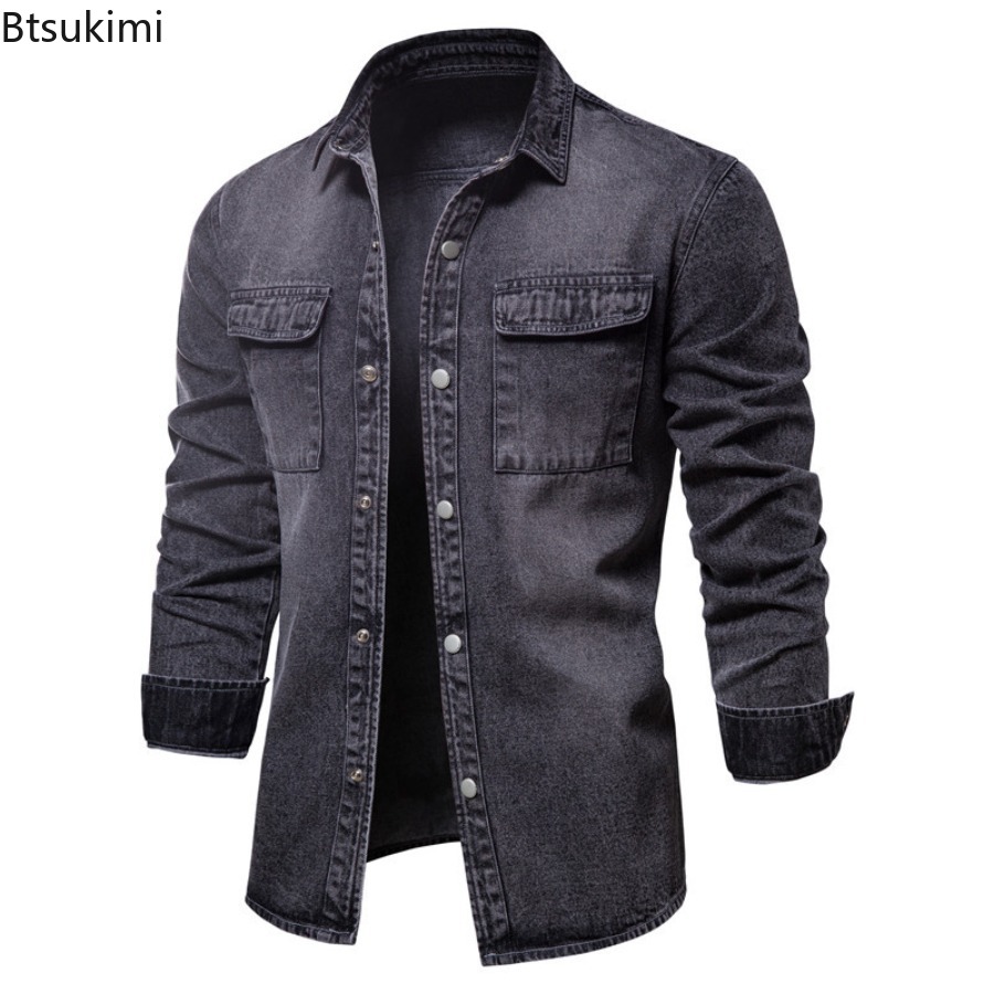 Frühling Herbst Herrenmode Sch – Jeans Shirt Fashion For Men Bewertung und Preis