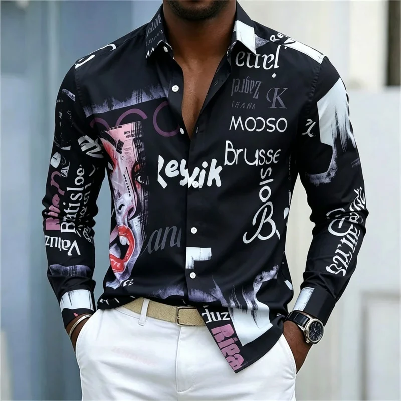 Herrenhemd mit Print, Langarm, – Mens Fashion Summer Bewertung und Preis