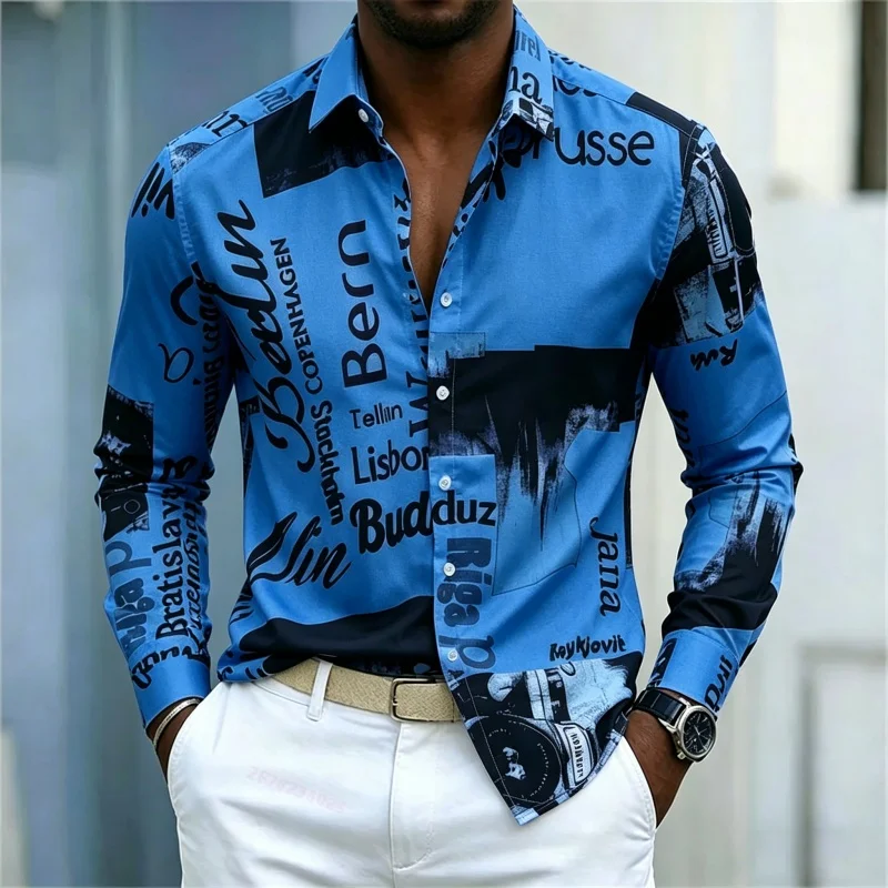 Herrenhemd mit Print, Langarm, – Mens Fashion Summer Bewertung und Preis