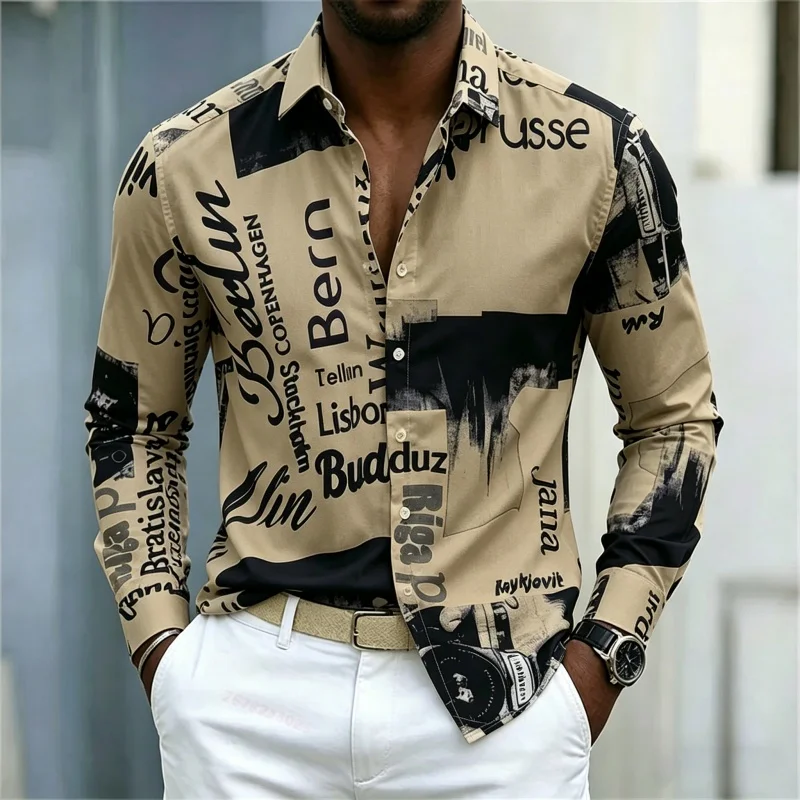 Herrenhemd mit Print, Langarm, – Mens Fashion Summer Bewertung und Preis