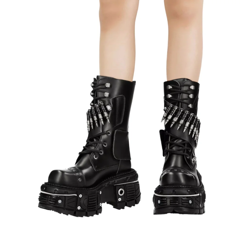 Mode Neue Dicke Sohle Niet Kug – Mens Fashion Combat Boots Bewertung und Preis