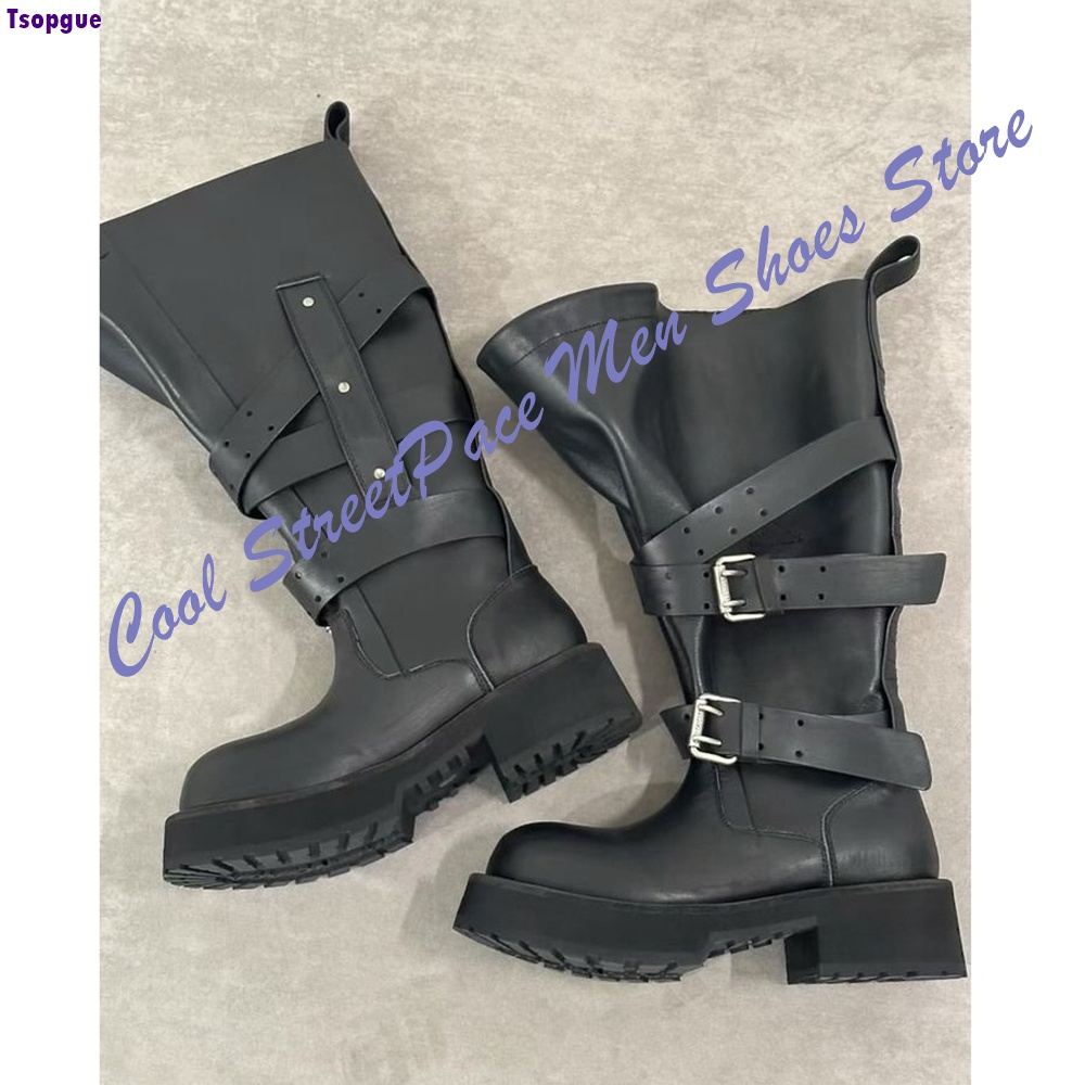 Multi-Schnallen-Plateau-Knöche – Mens Fashion Combat Boots Bewertung und Preis