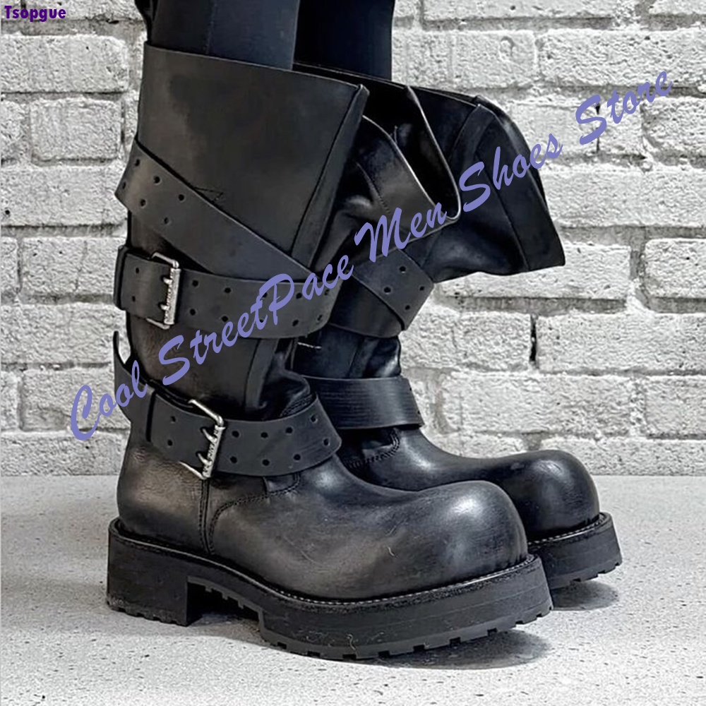 Multi-Schnallen-Plateau-Knöche – Mens Fashion Combat Boots Bewertung und Preis