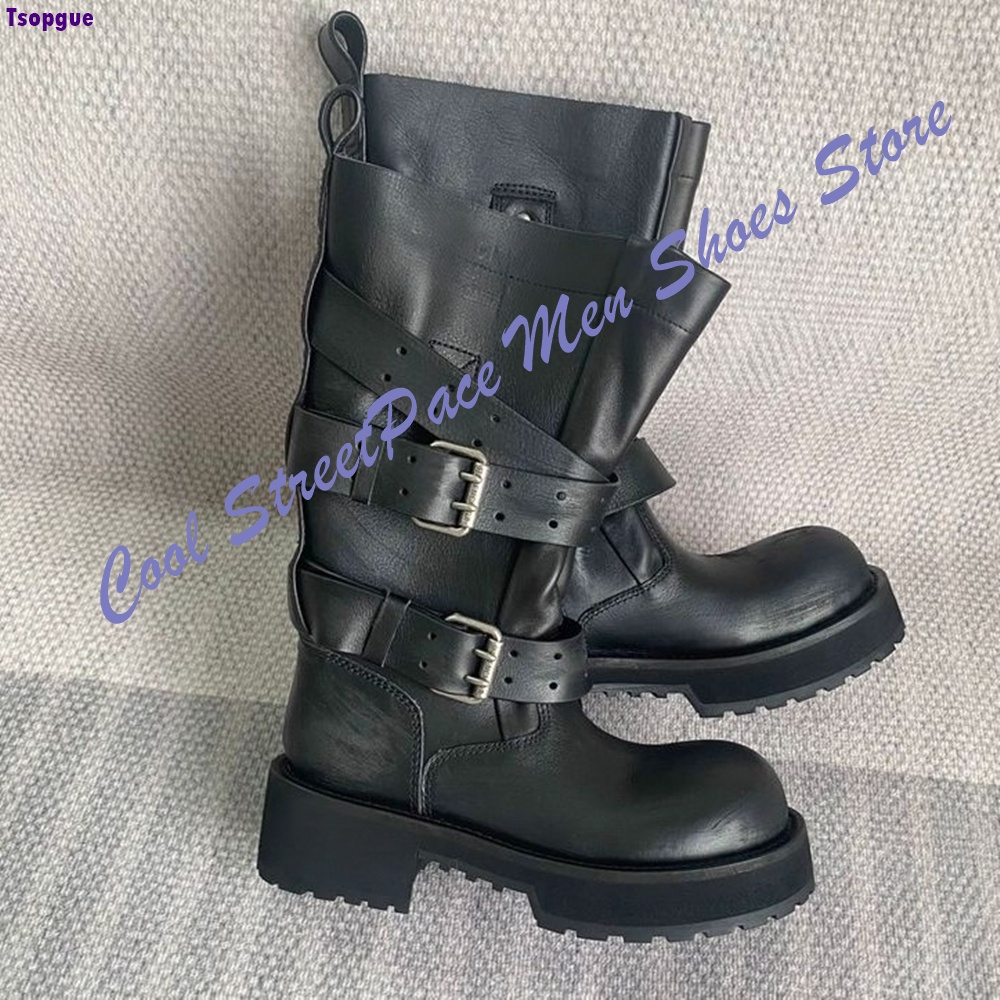 Multi-Schnallen-Plateau-Knöche – Mens Fashion Combat Boots Bewertung und Preis