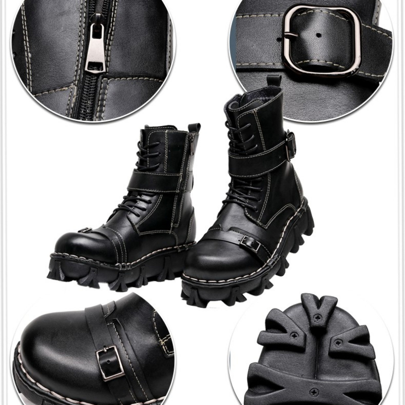 Mode männer Echte Leder Motorr – Mens Fashion Combat Boots Bewertung und Preis