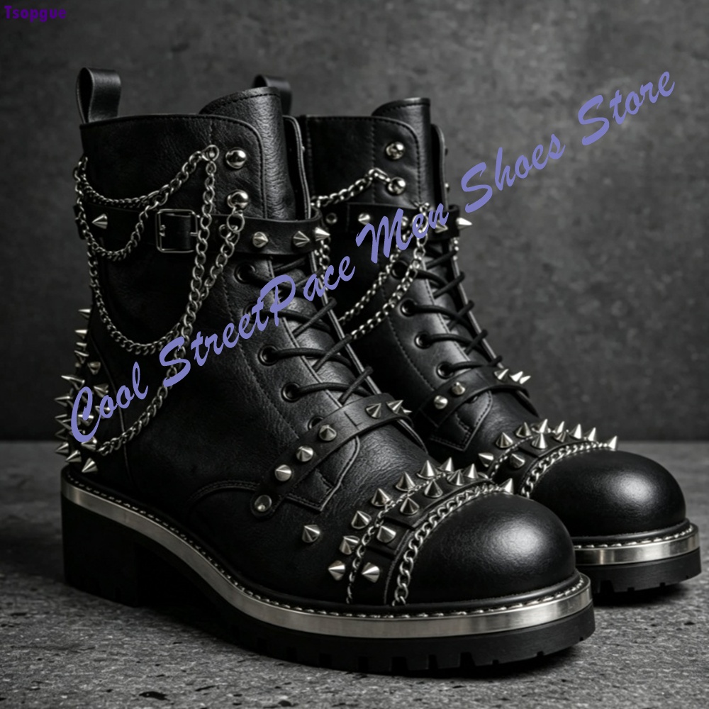 Punk-Gothic-Knöchelstiefel für – Mens Fashion Combat Boots Bewertung und Preis