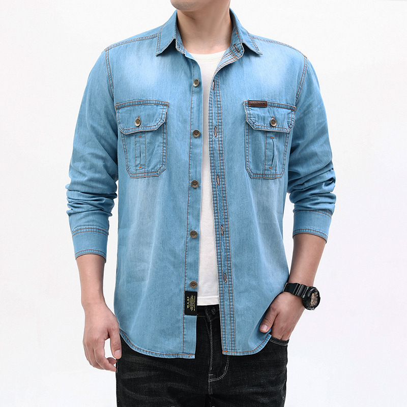 Neue Modische Herren Hellblaue – Jeans Shirt Fashion For Men Bewertung und Preis